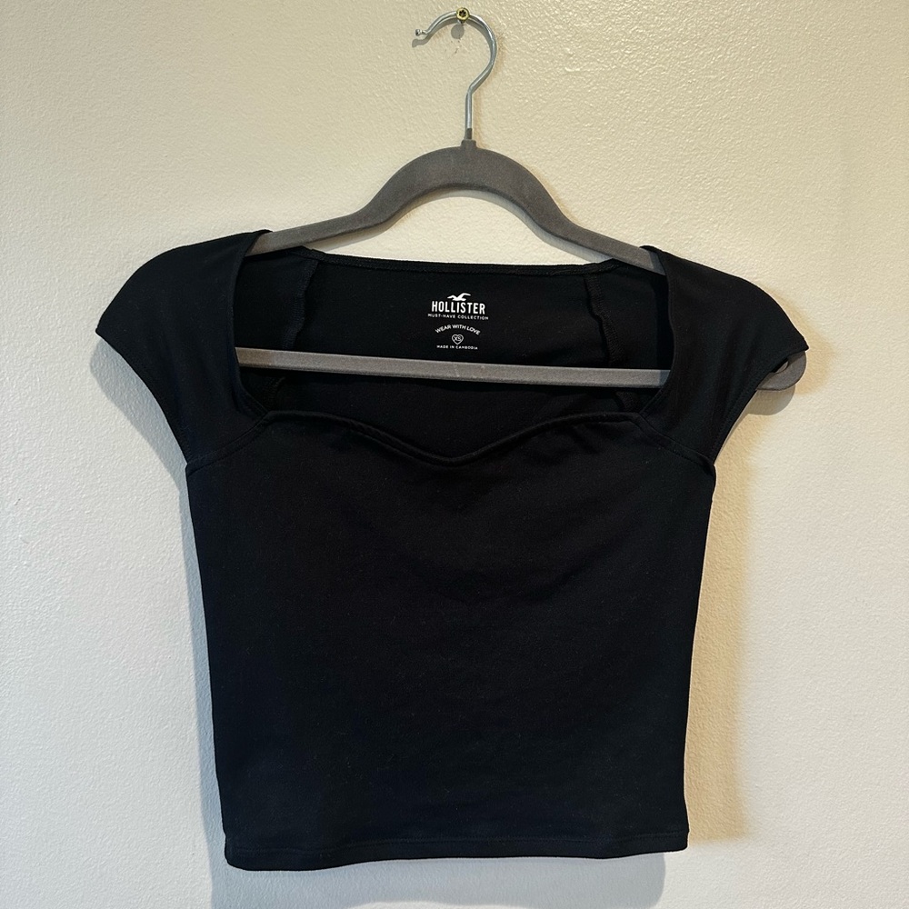 Hollister Black Cap Sleeve Fitted Bodysuit